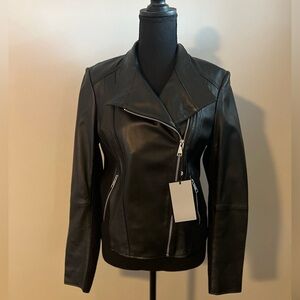 Andrew Marc Women's Asymmetrical Felix Leather Moto Jacket. Size Medium  NWT